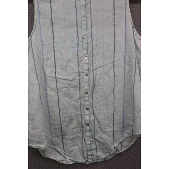C & C California Sleeveless 100% Linen Button Up Tunic-Size Large-Beachy - Picture 2 of 8